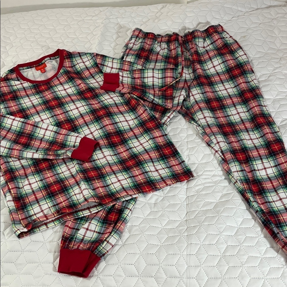 Plaid Christmas Pajama Set L/S Shirt Pants Men's Size Large